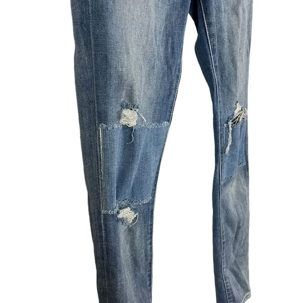 LEVI'S 721 HIGH RISE SKINNY Medium Blue Wash Distressed Red Tab Jeans sz 26 x 32
